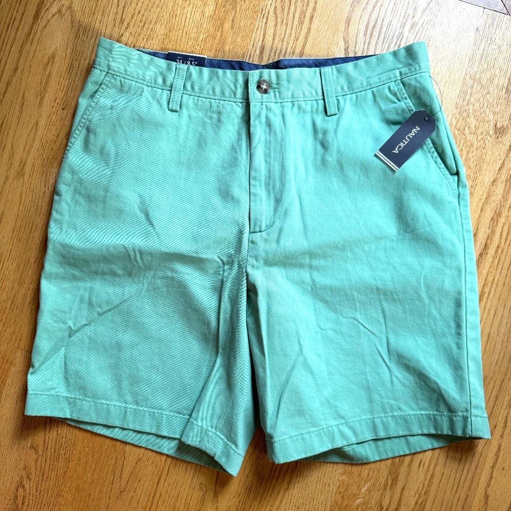 NWT Nautica Green Deck Classic Fit Shorts Sz 34w, 9"l